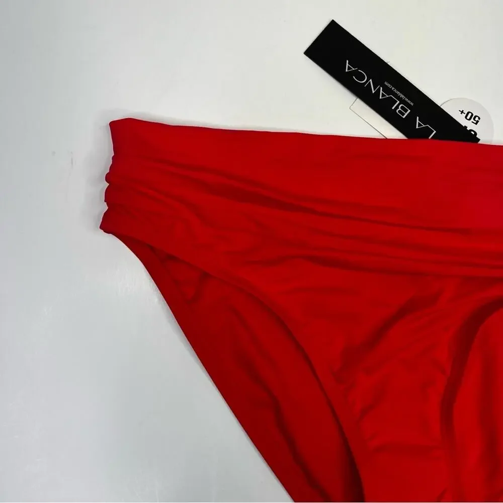 La Blanca Shirred Band Hipster Island Goddess Swim bottoms guava - 16